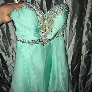 Mint color prom dress